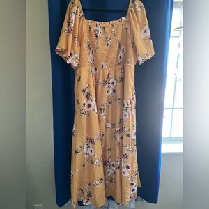 Bloom Chic Yellow Floral Midi Dress